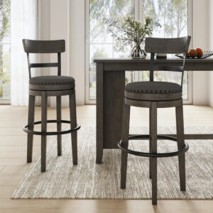 Signature Design by Ashley Valebeck Rustic Farmhouse 24.5” Counter Height Swivel Bar Stool, Brown