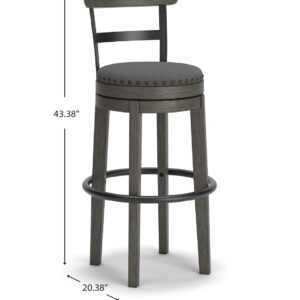 Signature Design by Ashley Valebeck Rustic Farmhouse 24.5” Counter Height Swivel Bar Stool, Brown