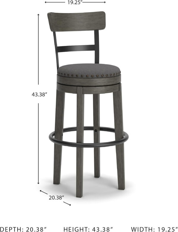 Signature Design by Ashley Valebeck Rustic Farmhouse 24.5” Counter Height Swivel Bar Stool, Brown