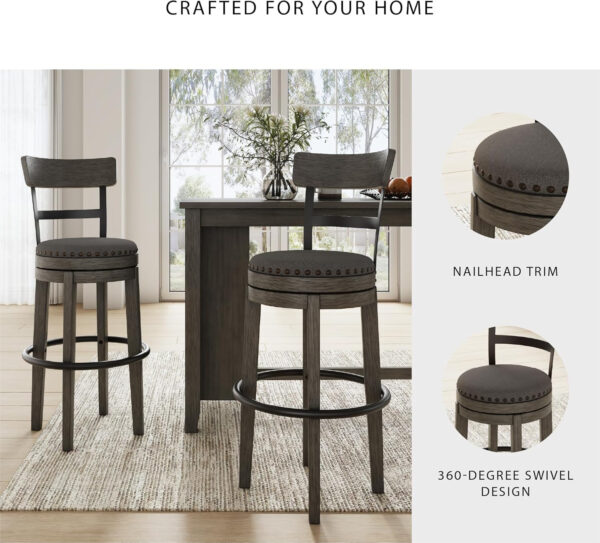 Signature Design by Ashley Valebeck Rustic Farmhouse 24.5” Counter Height Swivel Bar Stool, Brown