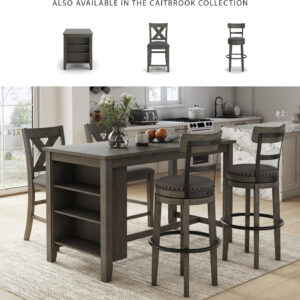 Signature Design by Ashley Valebeck Rustic Farmhouse 24.5” Counter Height Swivel Bar Stool, Brown