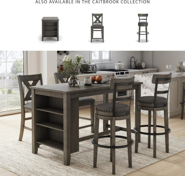 Signature Design by Ashley Valebeck Rustic Farmhouse 24.5” Counter Height Swivel Bar Stool, Brown