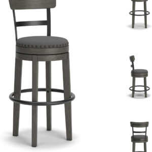 Signature Design by Ashley Valebeck Rustic Farmhouse 24.5” Counter Height Swivel Bar Stool, Brown