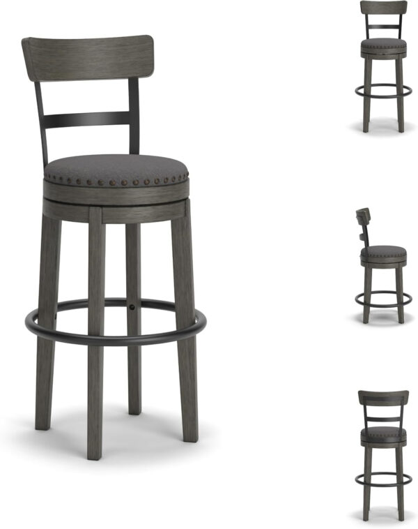 Signature Design by Ashley Valebeck Rustic Farmhouse 24.5” Counter Height Swivel Bar Stool, Brown