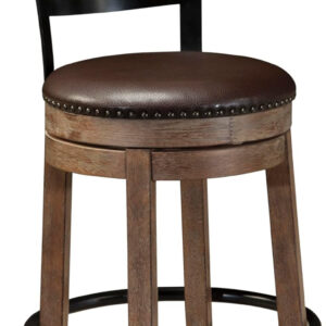 Signature Design by Ashley Valebeck Rustic Farmhouse 24.5” Counter Height Swivel Bar Stool, Brown