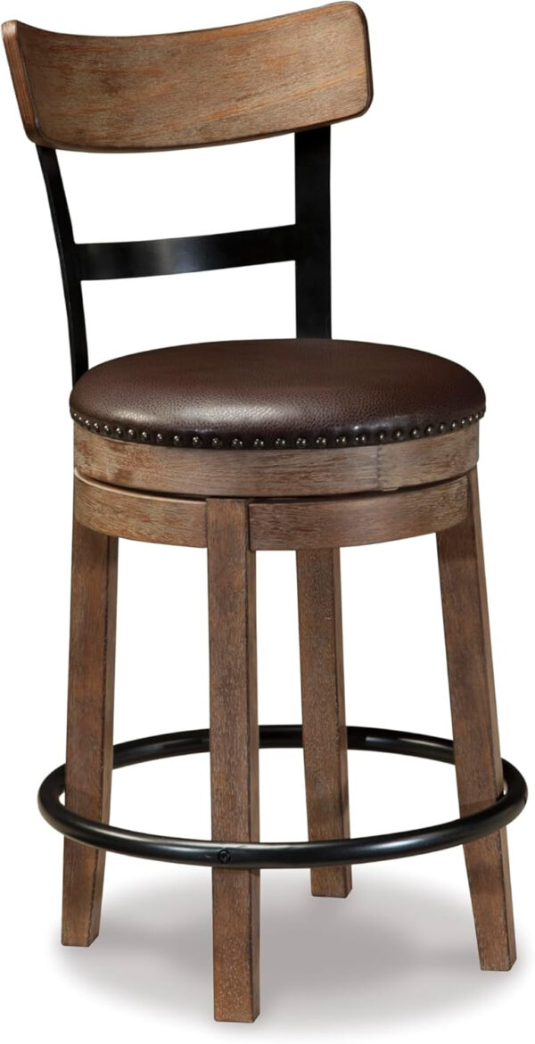 Signature Design by Ashley Valebeck Rustic Farmhouse 24.5” Counter Height Swivel Bar Stool, Brown