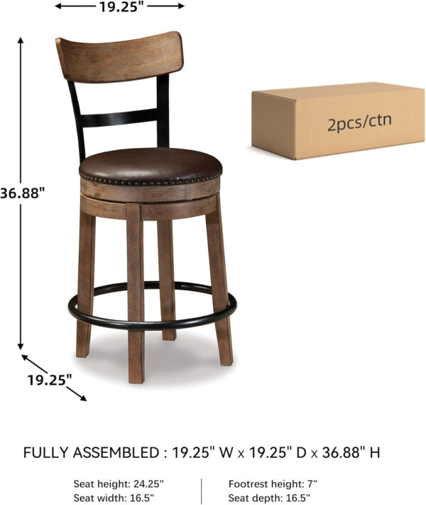Signature Design by Ashley Valebeck Rustic Farmhouse 24.5” Counter Height Swivel Bar Stool, Brown