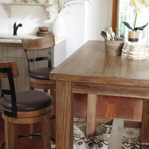 Signature Design by Ashley Valebeck Rustic Farmhouse 24.5” Counter Height Swivel Bar Stool, Brown