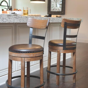 Signature Design by Ashley Valebeck Rustic Farmhouse 24.5” Counter Height Swivel Bar Stool, Brown