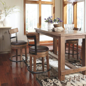 Signature Design by Ashley Valebeck Rustic Farmhouse 24.5” Counter Height Swivel Bar Stool, Brown