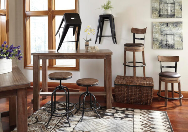 Signature Design by Ashley Valebeck Rustic Farmhouse 24.5” Counter Height Swivel Bar Stool, Brown