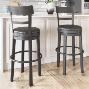Signature Design by Ashley Valebeck Rustic Farmhouse 24.5” Counter Height Swivel Bar Stool, Brown