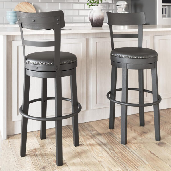 Signature Design by Ashley Valebeck Rustic Farmhouse 24.5” Counter Height Swivel Bar Stool, Brown