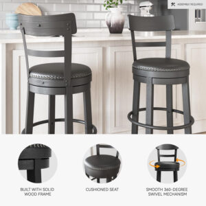 Signature Design by Ashley Valebeck Rustic Farmhouse 24.5” Counter Height Swivel Bar Stool, Brown