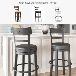 Signature Design by Ashley Valebeck Rustic Farmhouse 24.5” Counter Height Swivel Bar Stool, Brown