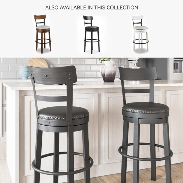 Signature Design by Ashley Valebeck Rustic Farmhouse 24.5” Counter Height Swivel Bar Stool, Brown