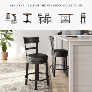 Signature Design by Ashley Valebeck Rustic Farmhouse 24.5” Counter Height Swivel Bar Stool, Brown