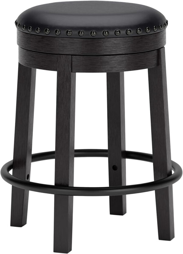 Signature Design by Ashley Valebeck Rustic Farmhouse 24.5” Counter Height Swivel Bar Stool, Brown