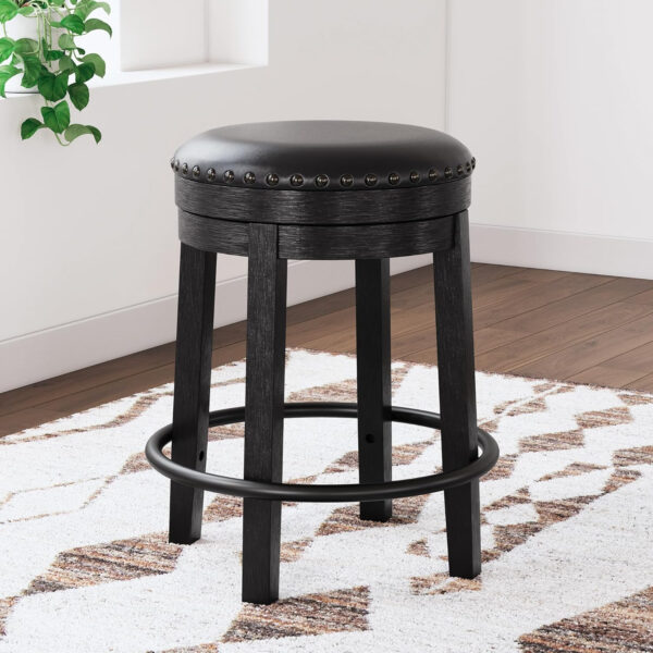 Signature Design by Ashley Valebeck Rustic Farmhouse 24.5” Counter Height Swivel Bar Stool, Brown