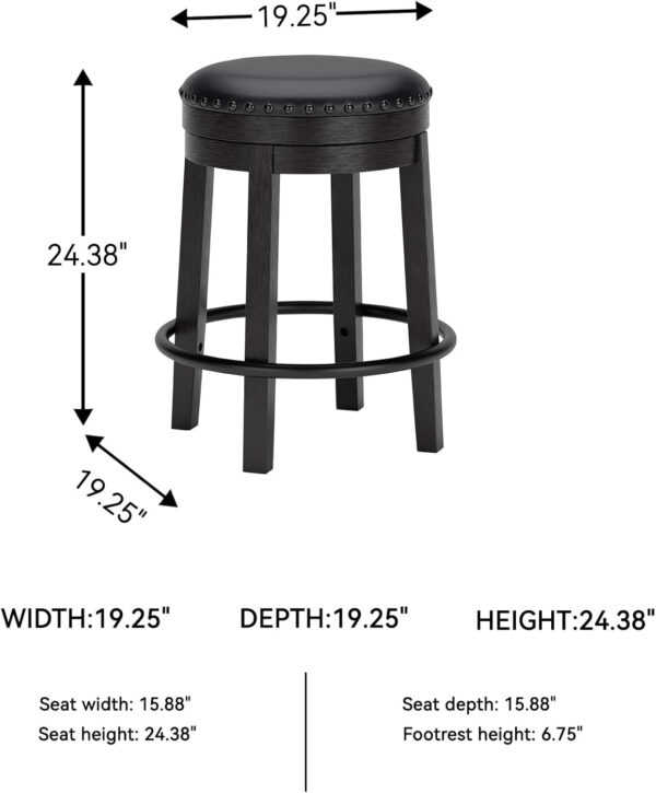 Signature Design by Ashley Valebeck Rustic Farmhouse 24.5” Counter Height Swivel Bar Stool, Brown