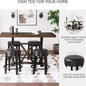 Signature Design by Ashley Valebeck Rustic Farmhouse 24.5” Counter Height Swivel Bar Stool, Brown