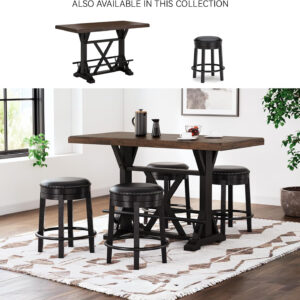 Signature Design by Ashley Valebeck Rustic Farmhouse 24.5” Counter Height Swivel Bar Stool, Brown