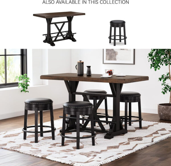 Signature Design by Ashley Valebeck Rustic Farmhouse 24.5” Counter Height Swivel Bar Stool, Brown