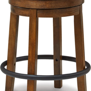 Signature Design by Ashley Valebeck Rustic Farmhouse 24.5” Counter Height Swivel Bar Stool, Brown