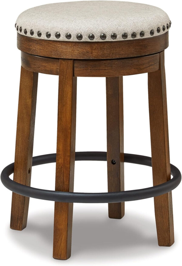 Signature Design by Ashley Valebeck Rustic Farmhouse 24.5” Counter Height Swivel Bar Stool, Brown