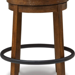 Signature Design by Ashley Valebeck Rustic Farmhouse 24.5” Counter Height Swivel Bar Stool, Brown