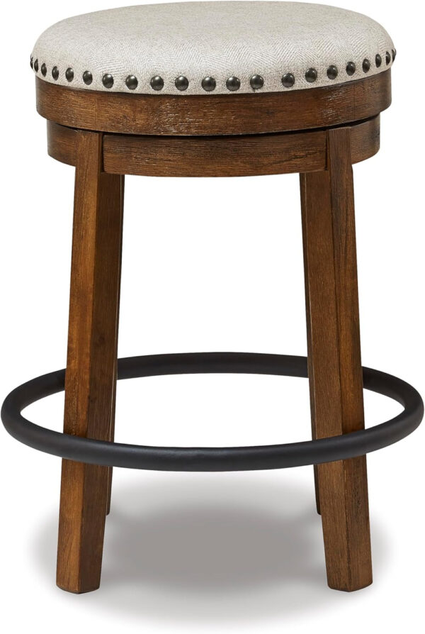 Signature Design by Ashley Valebeck Rustic Farmhouse 24.5” Counter Height Swivel Bar Stool, Brown