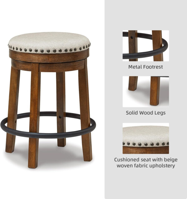 Signature Design by Ashley Valebeck Rustic Farmhouse 24.5” Counter Height Swivel Bar Stool, Brown