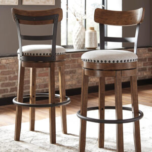 Signature Design by Ashley Valebeck Rustic Farmhouse 24.5” Counter Height Swivel Bar Stool, Brown