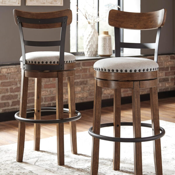 Signature Design by Ashley Valebeck Rustic Farmhouse 24.5” Counter Height Swivel Bar Stool, Brown