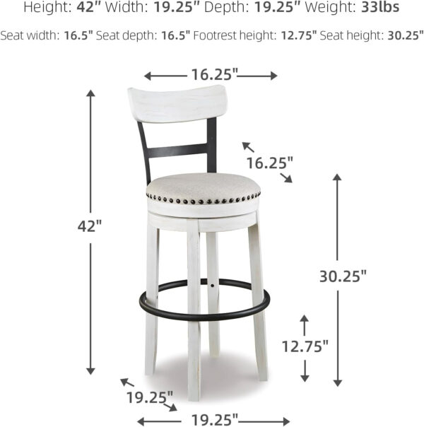 Signature Design by Ashley Valebeck Rustic Farmhouse 24.5” Counter Height Swivel Bar Stool, Brown