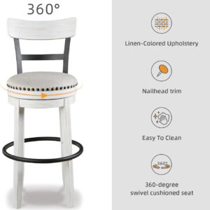 Signature Design by Ashley Valebeck Rustic Farmhouse 24.5” Counter Height Swivel Bar Stool, Brown