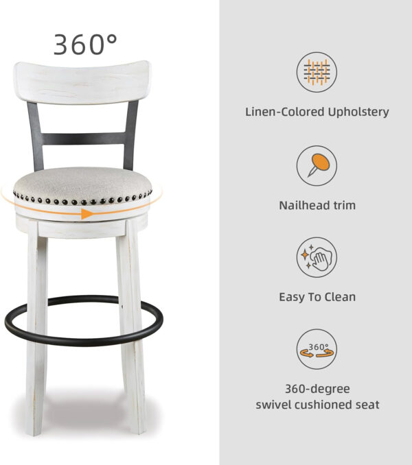 Signature Design by Ashley Valebeck Rustic Farmhouse 24.5” Counter Height Swivel Bar Stool, Brown