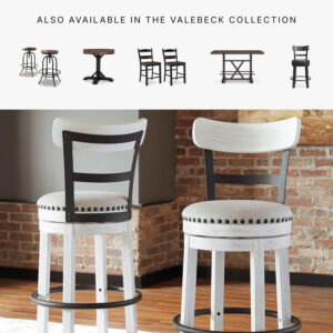 Signature Design by Ashley Valebeck Rustic Farmhouse 24.5” Counter Height Swivel Bar Stool, Brown