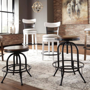 Signature Design by Ashley Valebeck Rustic Farmhouse 24.5” Counter Height Swivel Bar Stool, Brown
