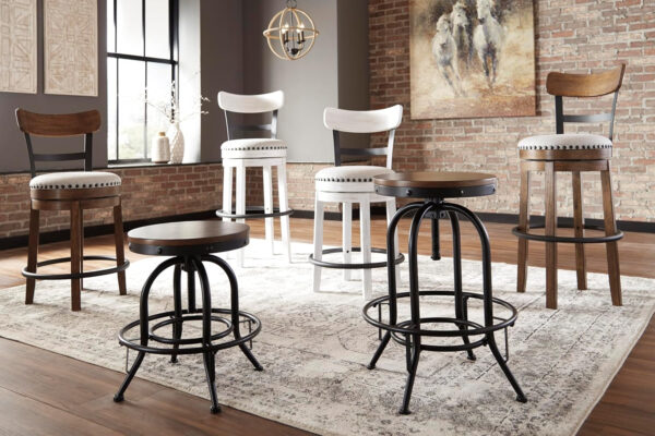 Signature Design by Ashley Valebeck Rustic Farmhouse 24.5” Counter Height Swivel Bar Stool, Brown