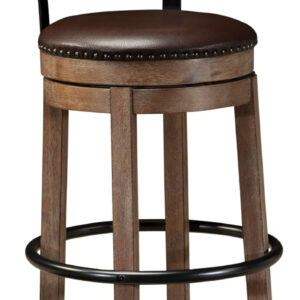 Signature Design by Ashley Valebeck Rustic Farmhouse 24.5” Counter Height Swivel Bar Stool, Brown