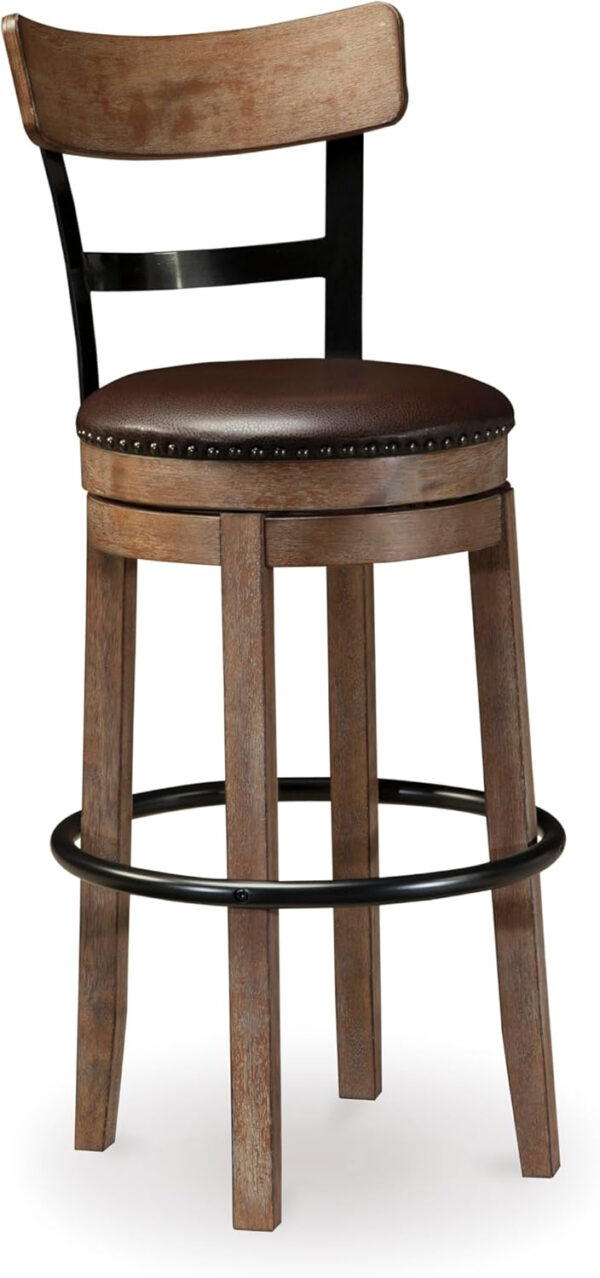 Signature Design by Ashley Valebeck Rustic Farmhouse 24.5” Counter Height Swivel Bar Stool, Brown