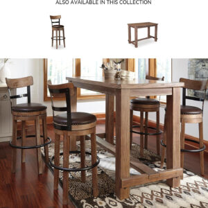 Signature Design by Ashley Valebeck Rustic Farmhouse 24.5” Counter Height Swivel Bar Stool, Brown