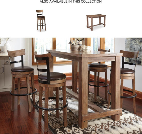 Signature Design by Ashley Valebeck Rustic Farmhouse 24.5” Counter Height Swivel Bar Stool, Brown