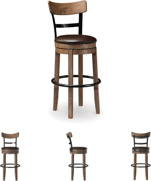 Signature Design by Ashley Valebeck Rustic Farmhouse 24.5” Counter Height Swivel Bar Stool, Brown