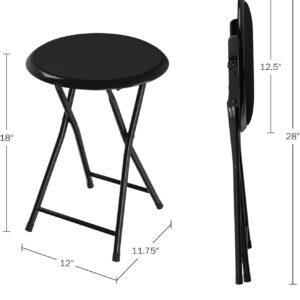 6887d7148c0d53289799ca4ac27d17ff7b89e9508ed0cab7520b7.jpg Folding Stool - Backless 18-Inch Stool with 225lb Capacity for Kitchen or Rec Room - Portable Indoor Counter Bar Stools by Lavish Home (Black)