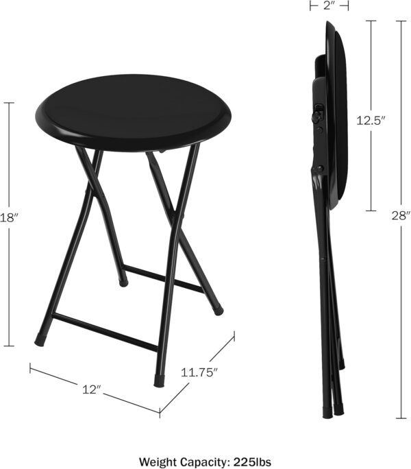 6887d7148c0d53289799ca4ac27d17ff7b89e9508ed0cab7520b7.jpg Folding Stool - Backless 18-Inch Stool with 225lb Capacity for Kitchen or Rec Room - Portable Indoor Counter Bar Stools by Lavish Home (Black)