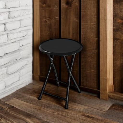 6887d719c1d428d50e607eff599b4e0d154863f1abf560766c0bd.jpg Folding Stool - Backless 18-Inch Stool with 225lb Capacity for Kitchen or Rec Room - Portable Indoor Counter Bar Stools by Lavish Home (Black)