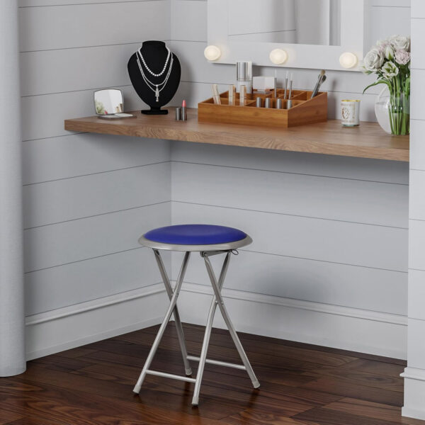 6887d71d08ec6c5caf58a885471364cdb3686793e7176e2c3fee0.jpg Folding Stool - Backless 18-Inch Stool with 225lb Capacity for Kitchen or Rec Room - Portable Indoor Counter Bar Stools by Lavish Home (Black)