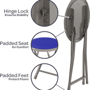 6887d71f71238e6123d394a8379cceae8f575d93e44cf71dd4385.jpg Folding Stool - Backless 18-Inch Stool with 225lb Capacity for Kitchen or Rec Room - Portable Indoor Counter Bar Stools by Lavish Home (Black)